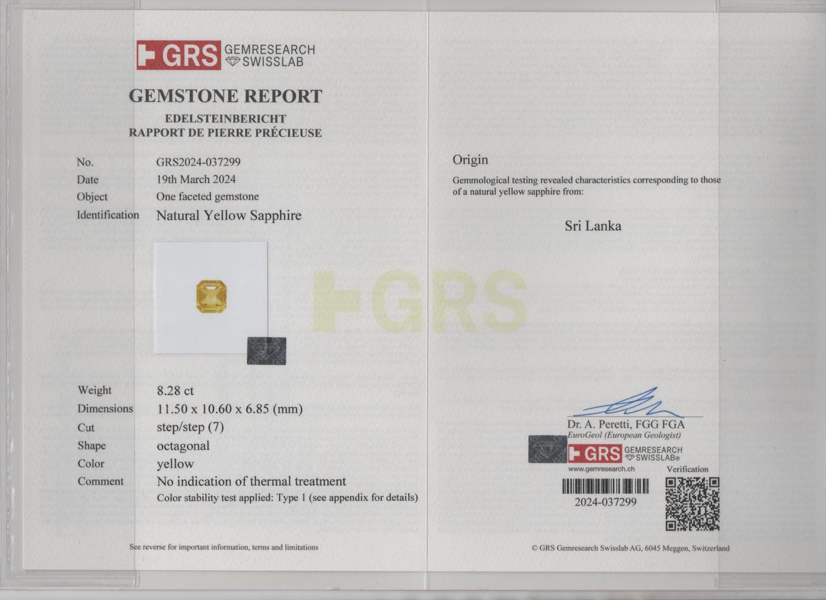 Yellow Sapphire - 8.28 Carat