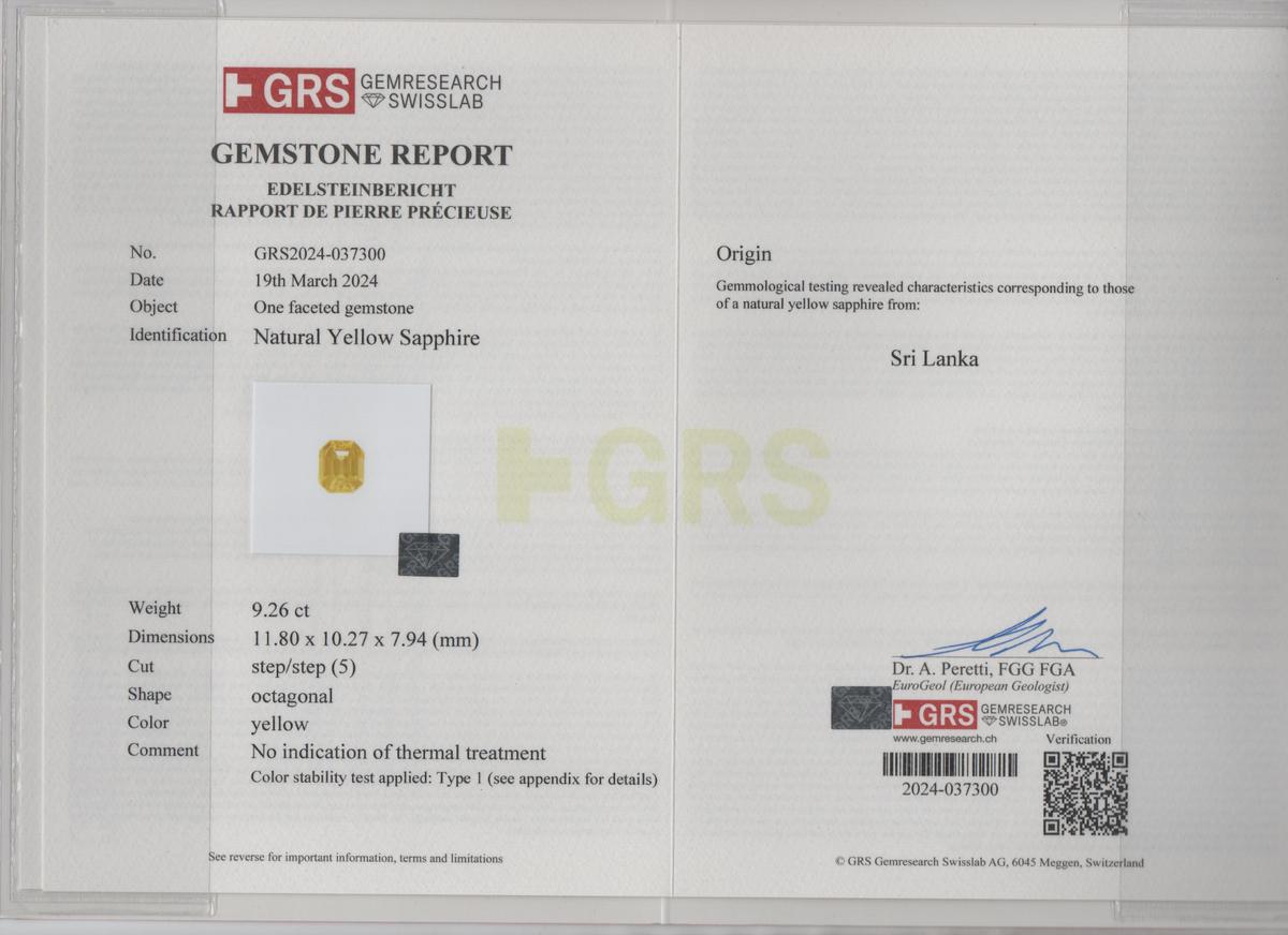 Yellow Sapphire - 9.26 Carat