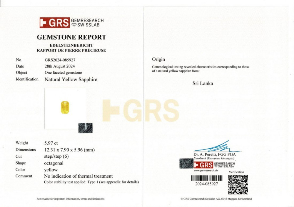 Yellow Sapphire - 5.97 Carat