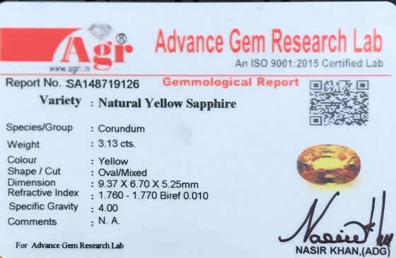 Yellow Sapphire - 3.13 Carat