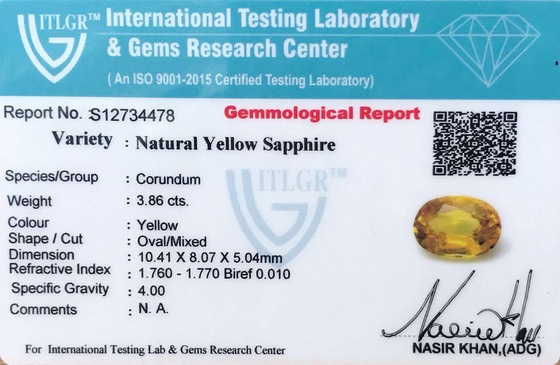Yellow Sapphire - 3.86 Carat