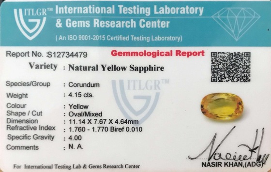 Yellow Sapphire - 4.15 Carat