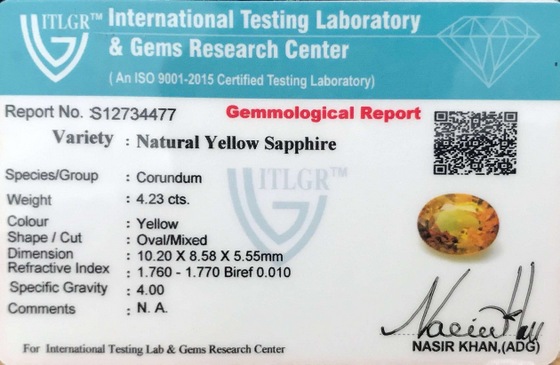 Yellow Sapphire - 4.23 Carat
