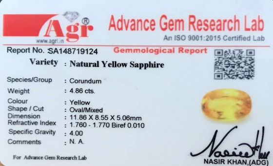 Yellow Sapphire - 4.86 Carat