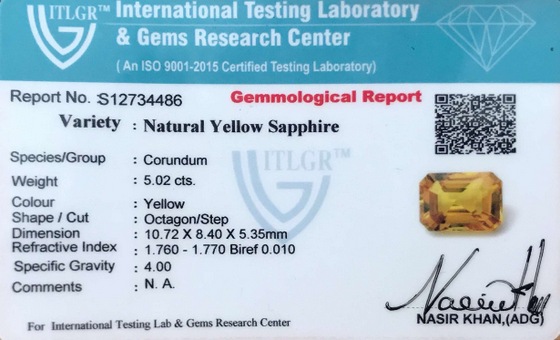 Yellow Sapphire - 5.02 Carat