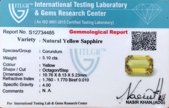 Yellow Sapphire - 5.10 Carat
