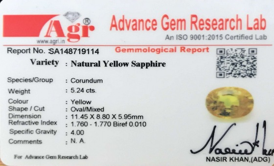 Yellow Sapphire - 5.24 Carat