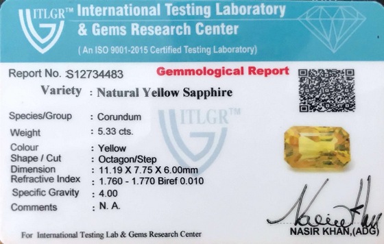 Yellow Sapphire - 5.33 Carat