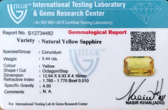 Yellow Sapphire - 5.44 Carat
