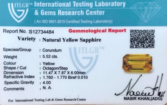 Yellow Sapphire - 5.52 Carat