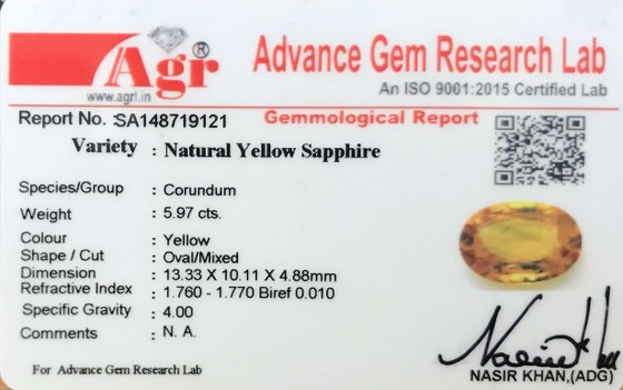 Yellow Sapphire - 5.97 Carat