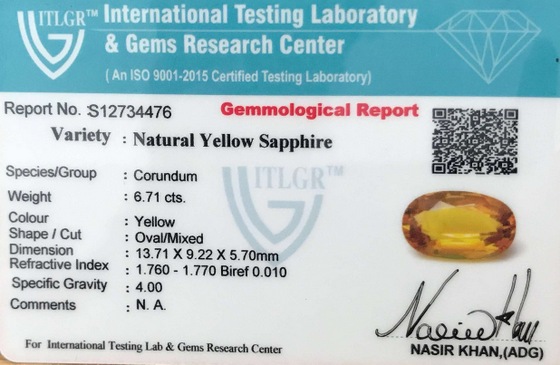 Yellow Sapphire - 6.71 Carat