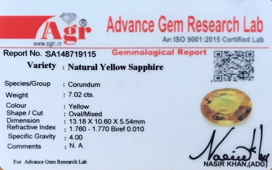 Yellow Sapphire - 7.02 Carat