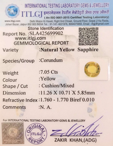 Yellow Sapphire - 7.05 Carat