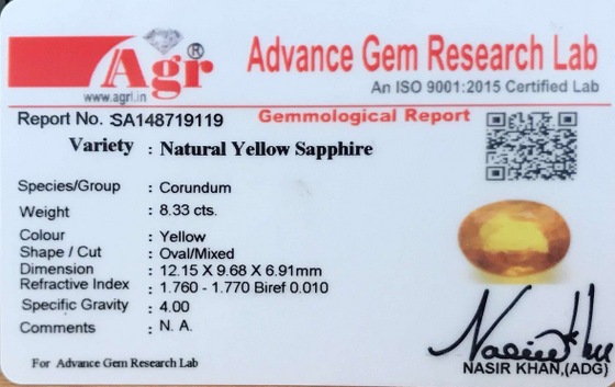 Yellow Sapphire - 8.33 Carat
