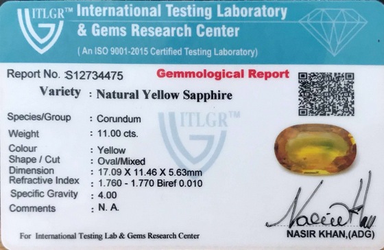 Yellow Sapphire - 11.00 Carat