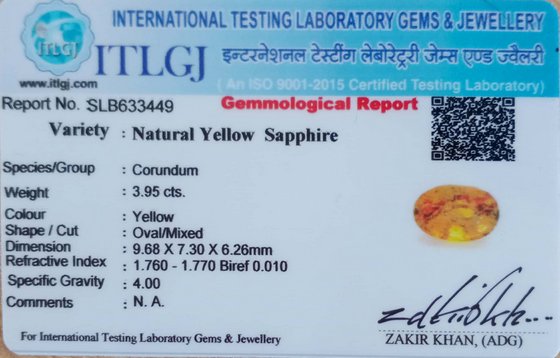 Yellow Sapphire - 3.95 Carat