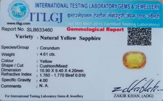 Yellow Sapphire - 4.61 Carat