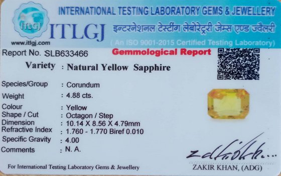 Yellow Sapphire - 4.88 Carat