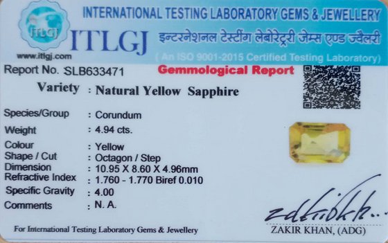 Yellow Sapphire - 4.94 Carat