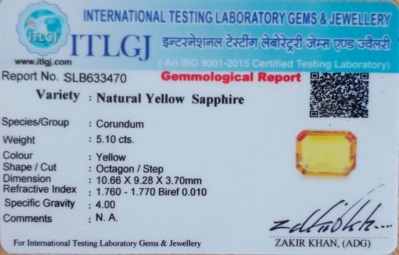 Yellow Sapphire - 5.10 Carat