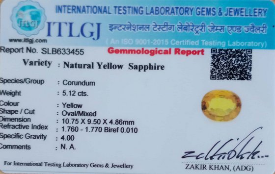 Yellow Sapphire - 5.12 Carat