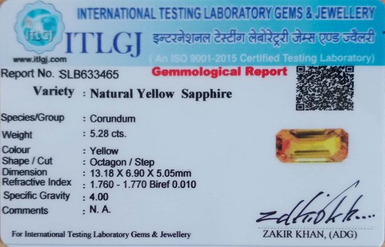 Yellow Sapphire - 5.28 Carat