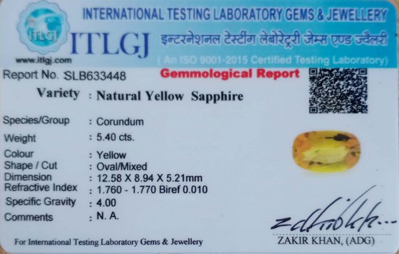 Yellow Sapphire - 5.40 Carat