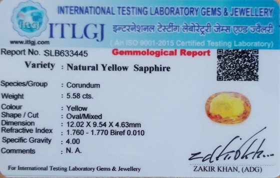 Yellow Sapphire - 5.58 Carat