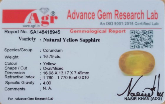 Yellow Sapphire - 16.79 Carat