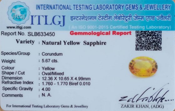 Yellow Sapphire - 5.67 Carat