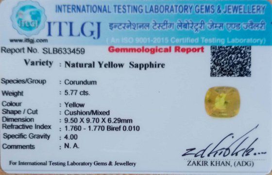 Yellow Sapphire - 5.77 Carat