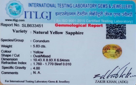 Yellow Sapphire - 5.83 Carat