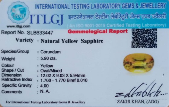 Yellow Sapphire - 5.90 Carat
