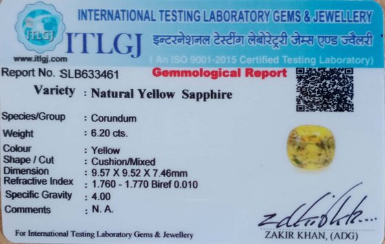 Yellow Sapphire - 6.20 Carat