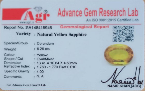 Yellow Sapphire - 6.26 Carat