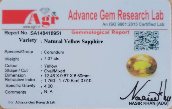 Yellow Sapphire - 7.07 Carat