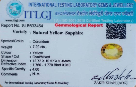 Yellow Sapphire - 7.29 Carat