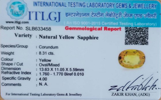 Yellow Sapphire - 8.31 Carat