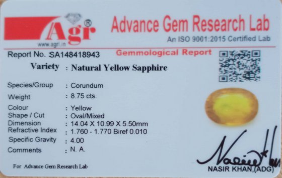 Yellow Sapphire - 8.75 Carat