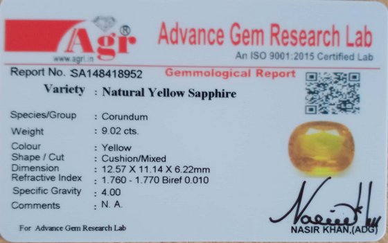 Yellow Sapphire - 9.02 Carat