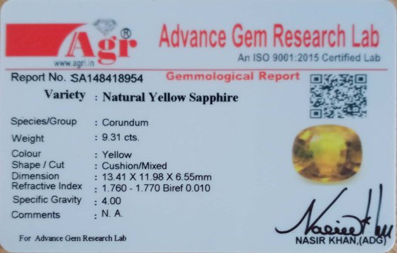 Yellow Sapphire - 9.31 Carat