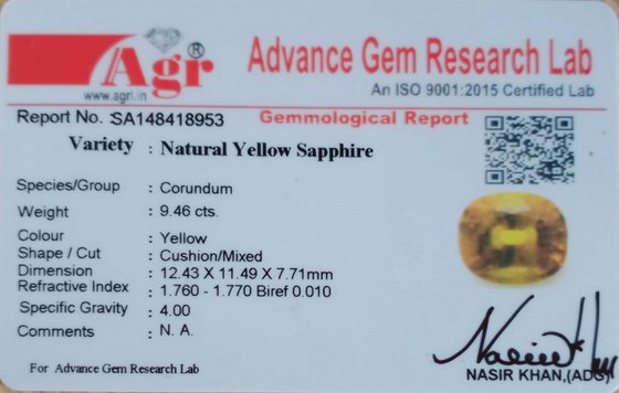 Yellow Sapphire - 9.46 Carat