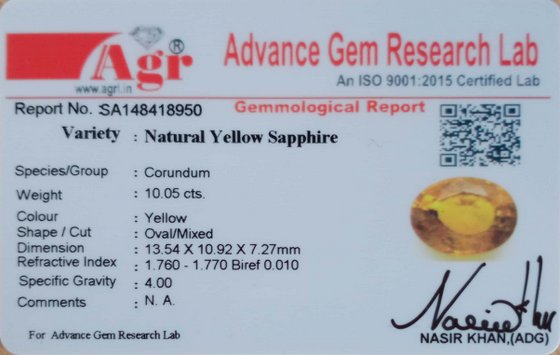 Yellow Sapphire - 10.05 Carat