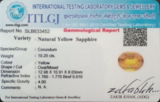 Yellow Sapphire - 10.02 Carat
