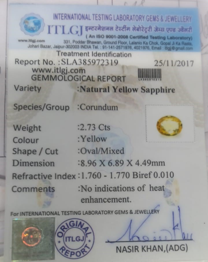 Yellow Sapphire - 2.73 Carat