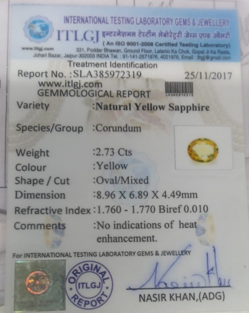 Yellow Sapphire - 2.73 Carat
