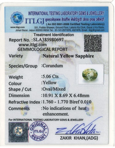 Yellow Sapphire - 5.06 Carat