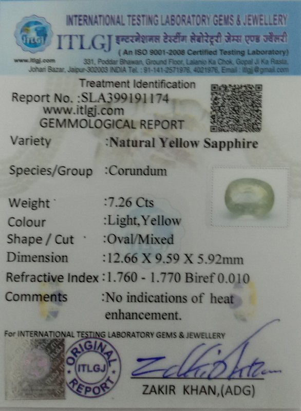 Yellow Sapphire - 7.26 Carat