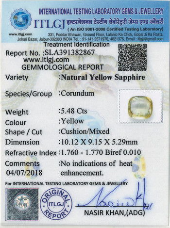 Yellow Sapphire - 5.48 Carat